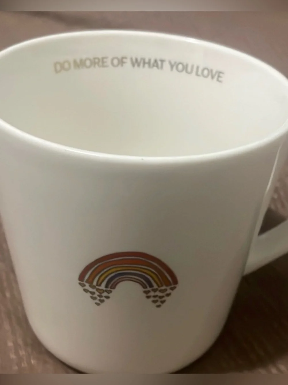 WILLIAMS SONOMA White Rainbow Ceramic Coffee Mug Cup - Do More of What You Love